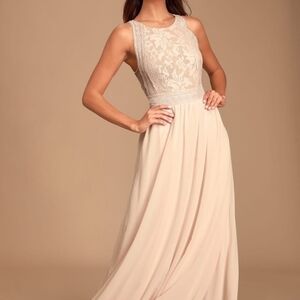 Lulu's Pink Lace Maxi Dress